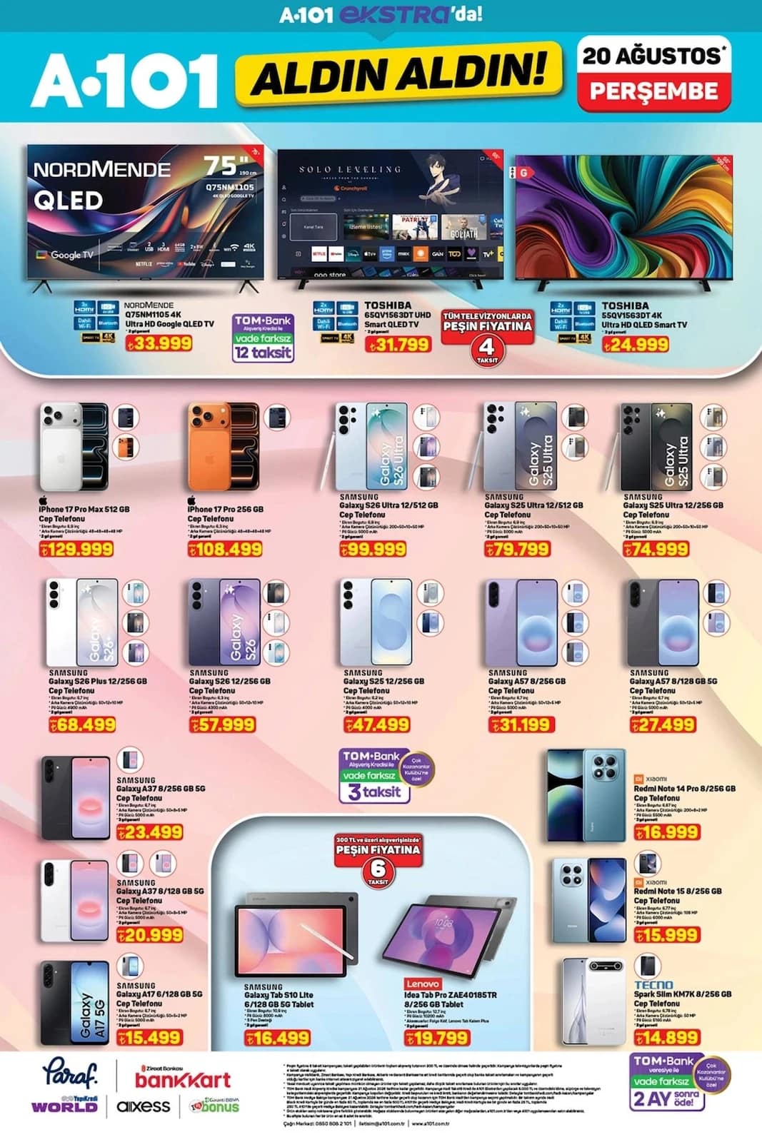 A-101 - Aldın Aldın Ekstra Broşürü 20 - 26 Ağustos 2026 - Sayfa 1