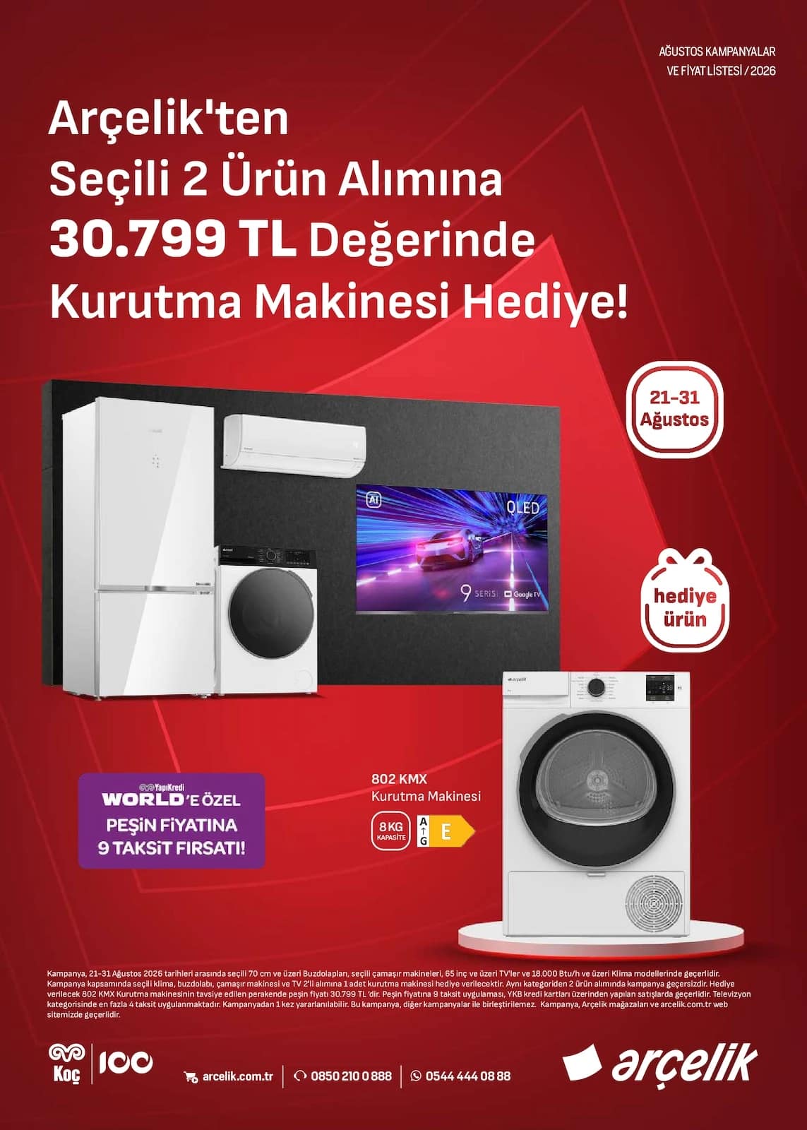 Arçelik - Kampanyalı Ürünler 21 - 31 Ağustos 2026 - Sayfa 1