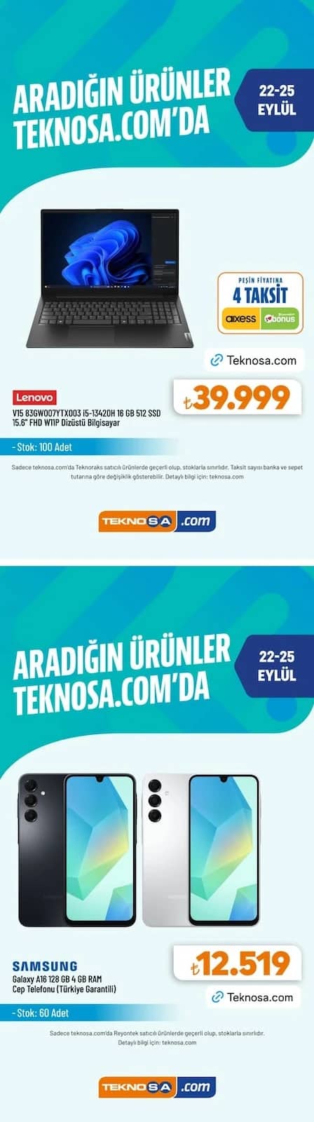 Teknosa - İndirim Broşürü 22 - 25 Eylül 2026 - Sayfa 1