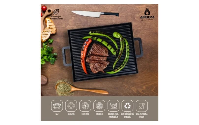 Amboss Döküm Izgara Tavası 26x32 Cm 749tl