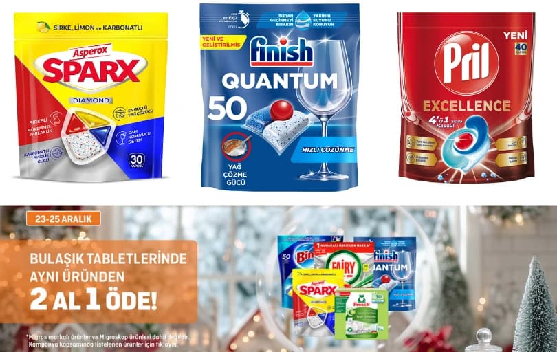 Bulaşık Tabletlerinde 2 Al 1 Öde Fırsatı