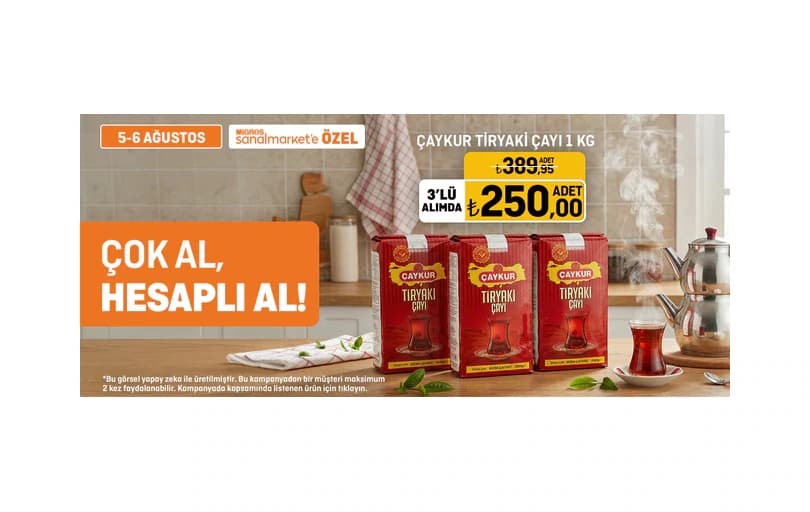 Çaykur Tiryaki Çay 3'lü Alımda 250 Tl