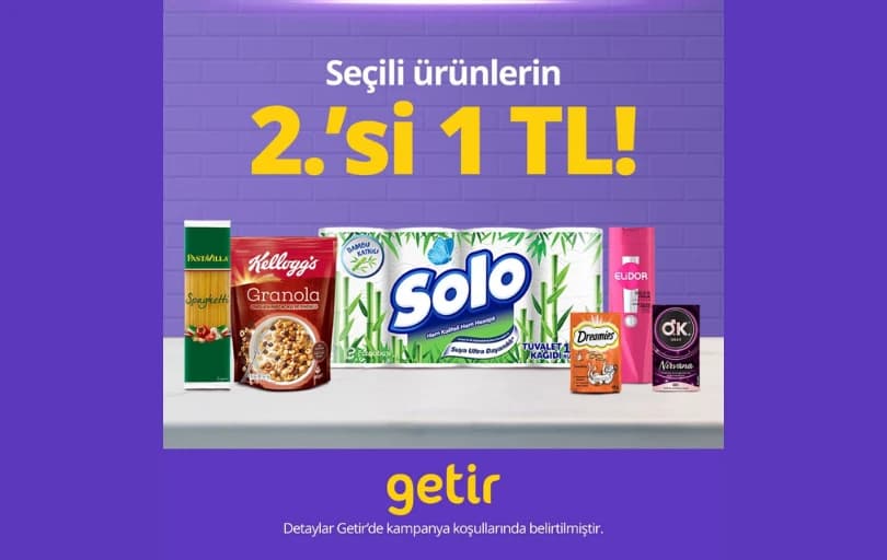 Getir'de Seçili Ürünlerin 2.si 1 TL
