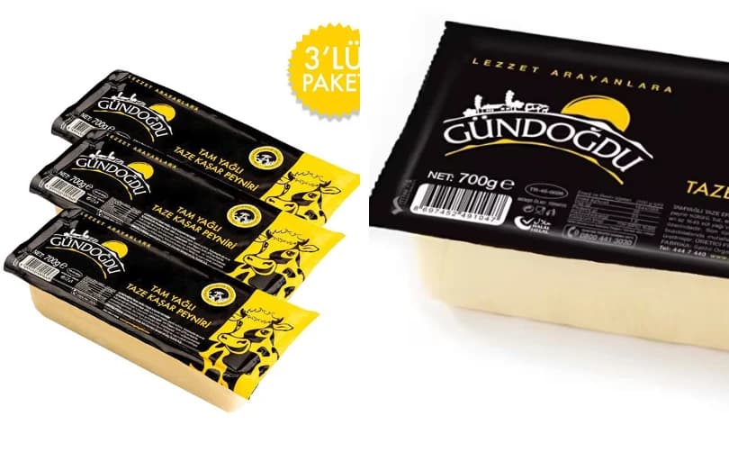 Gündoğdu 700 gr 3'lü Paket Taze Kaşar 387 TL