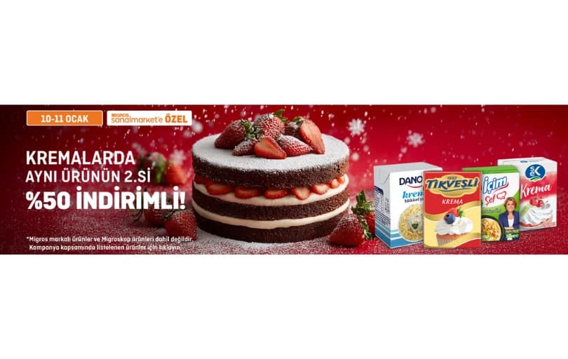 Kremalarda Aynı Ürünün 2. si %50 İndirimli 