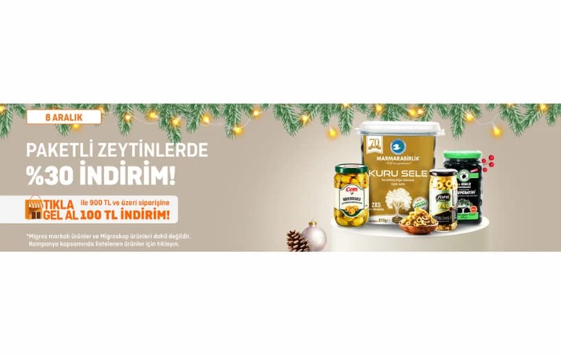 Migros Paketli Zeytinlerde %30 İndirim