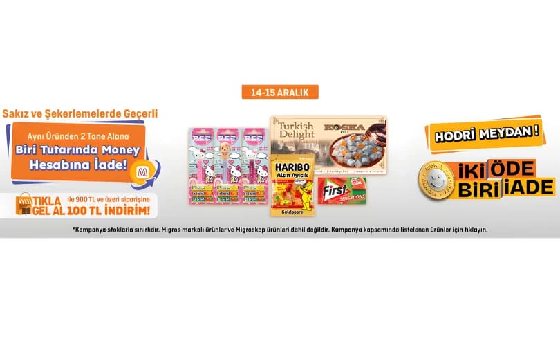 Migros'ta Sakız ve Şekerlemelerde 2 Al 1 Öde!