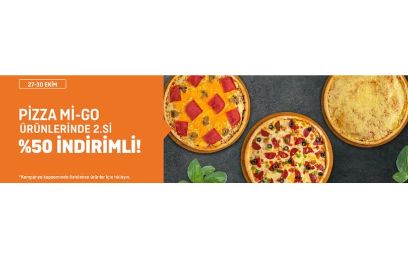 Pizza Mi-Go Ürünlerinde 2. si %50 İndirimli