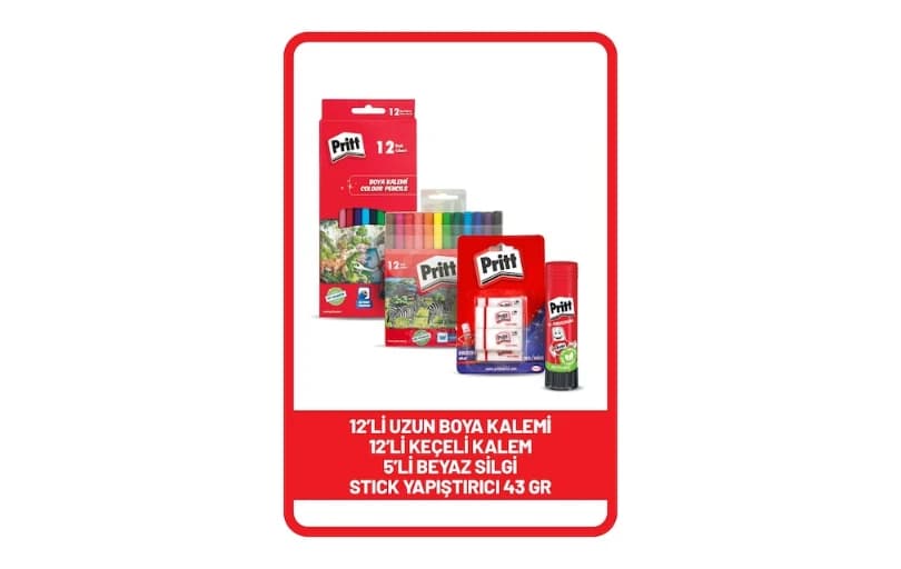 Pritt Okul Dönüş Seti  199 TL (Kargo Bedava)