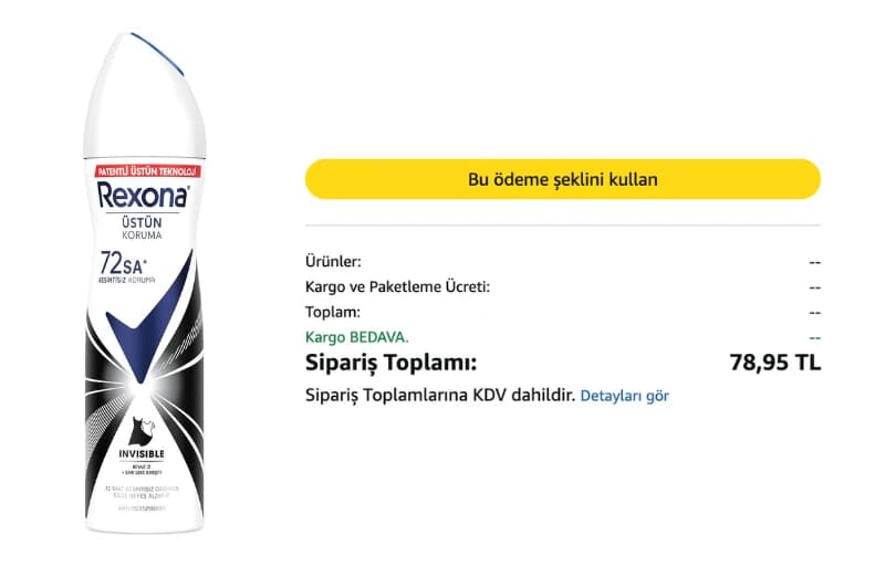 Rexona Kadın Sprey Deodorant 78₺ (kargo Bedava)
