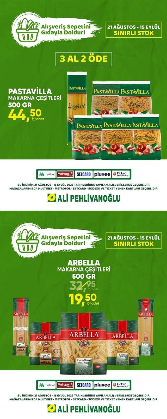 Ali Pehlivanoğlu - İndirim Broşürü 21 Ağustos - 15 Eylül 2026