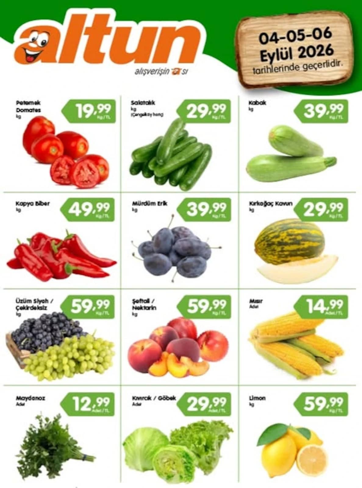 Altun Market - Manav İndirim Broşürü 04 - 06 Eylül 2026 - Sayfa 1