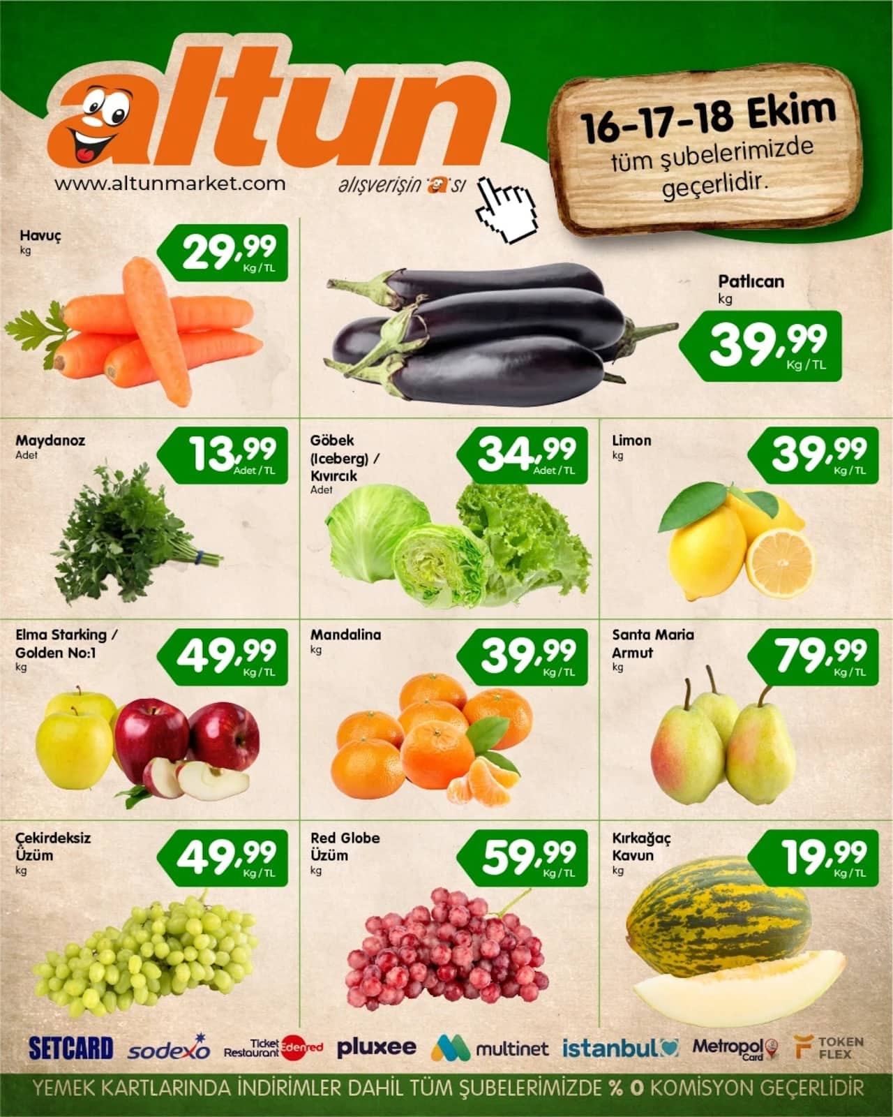 Altun Market - Manav İndirim Broşürü 16 - 18 Ekim 2026 - Sayfa 1