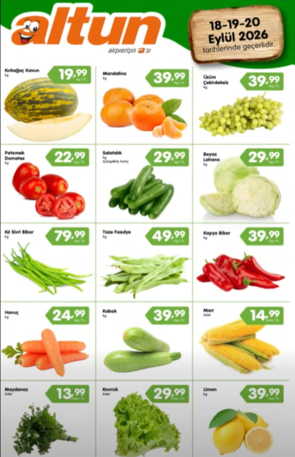 Altun Market - Manav İndirim Broşürü 18 - 20 Eylül 2026 - Sayfa 1