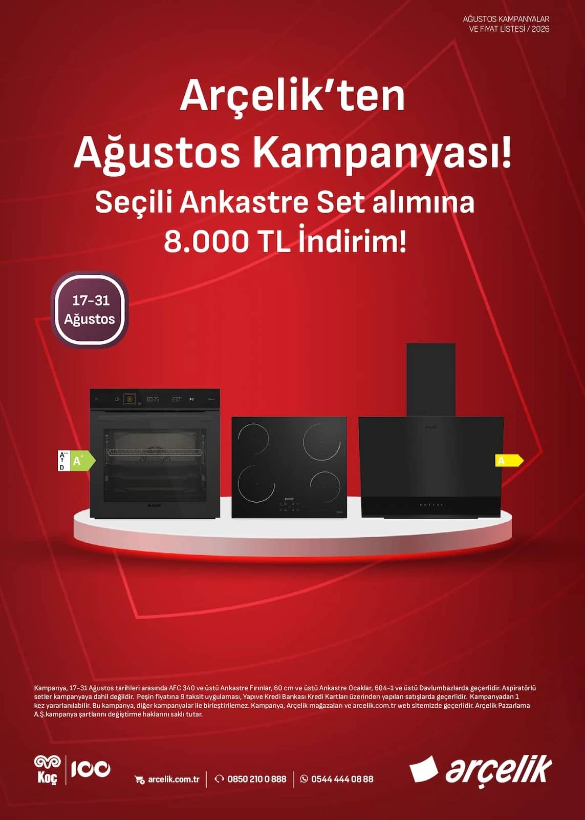 Arçelik - Ankastre Broşürü 17 - 31 Ağustos 2026 - Sayfa 1