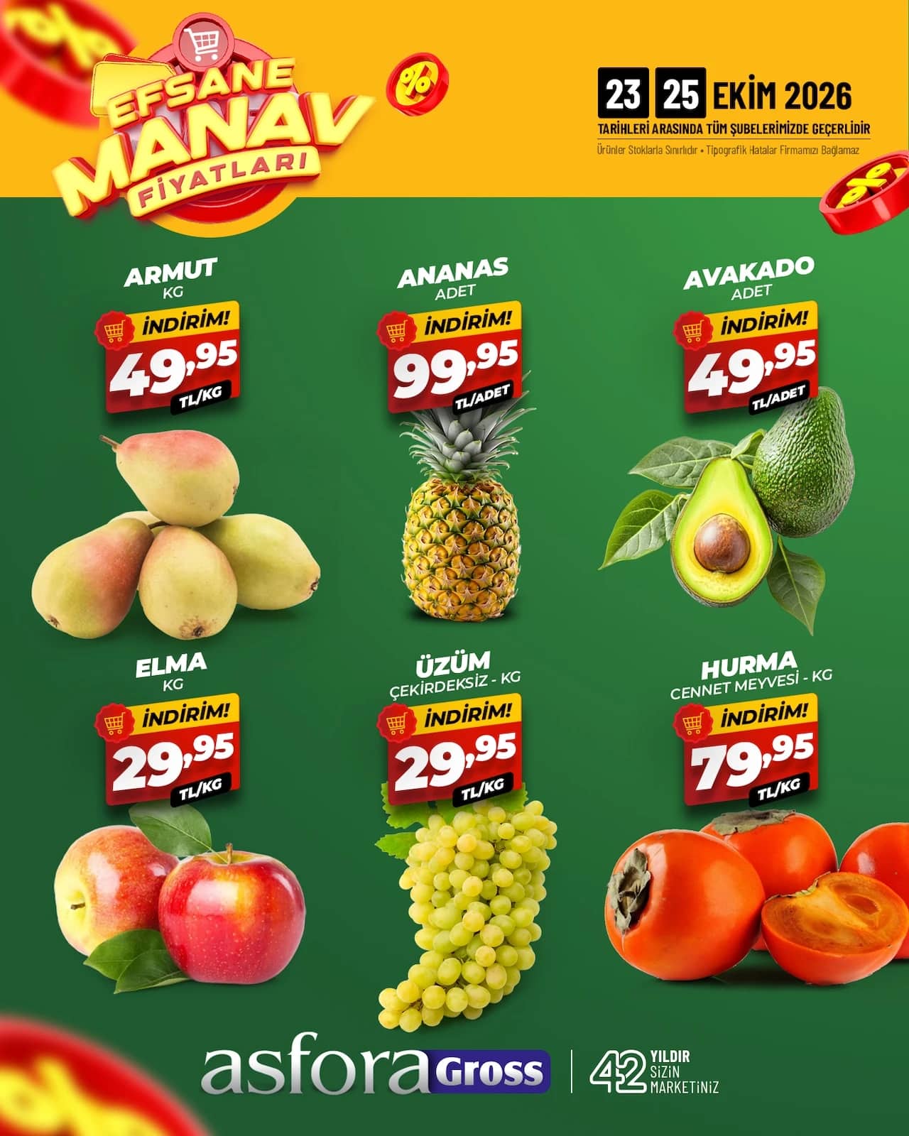 Asfora Gross - Manav İndirim Broşürü 23 - 25 Ekim 2026 - Sayfa 1