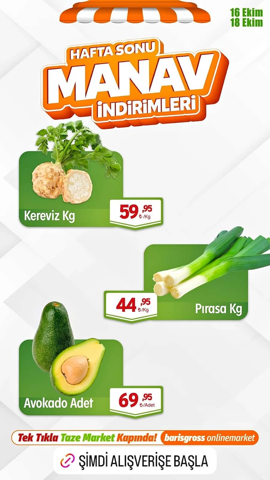 Barış Gross - Hafta Sonu Manav İndirim Broşürü 16 - 18 Ekim 2026 - Sayfa 1