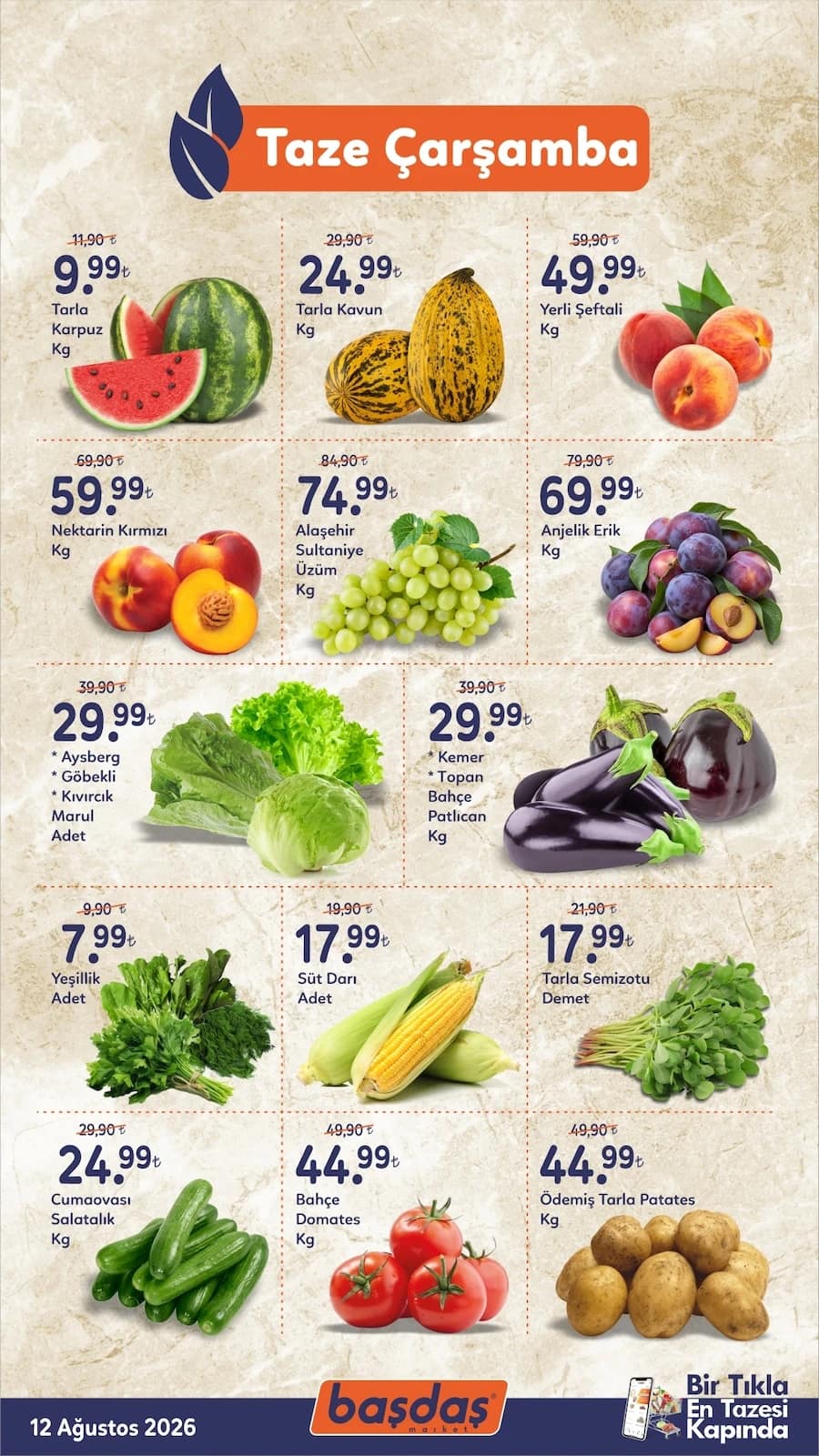 Başdaş Market - Halk Günü İndirimleri 12 - 12 Ağustos 2026 - Sayfa 1