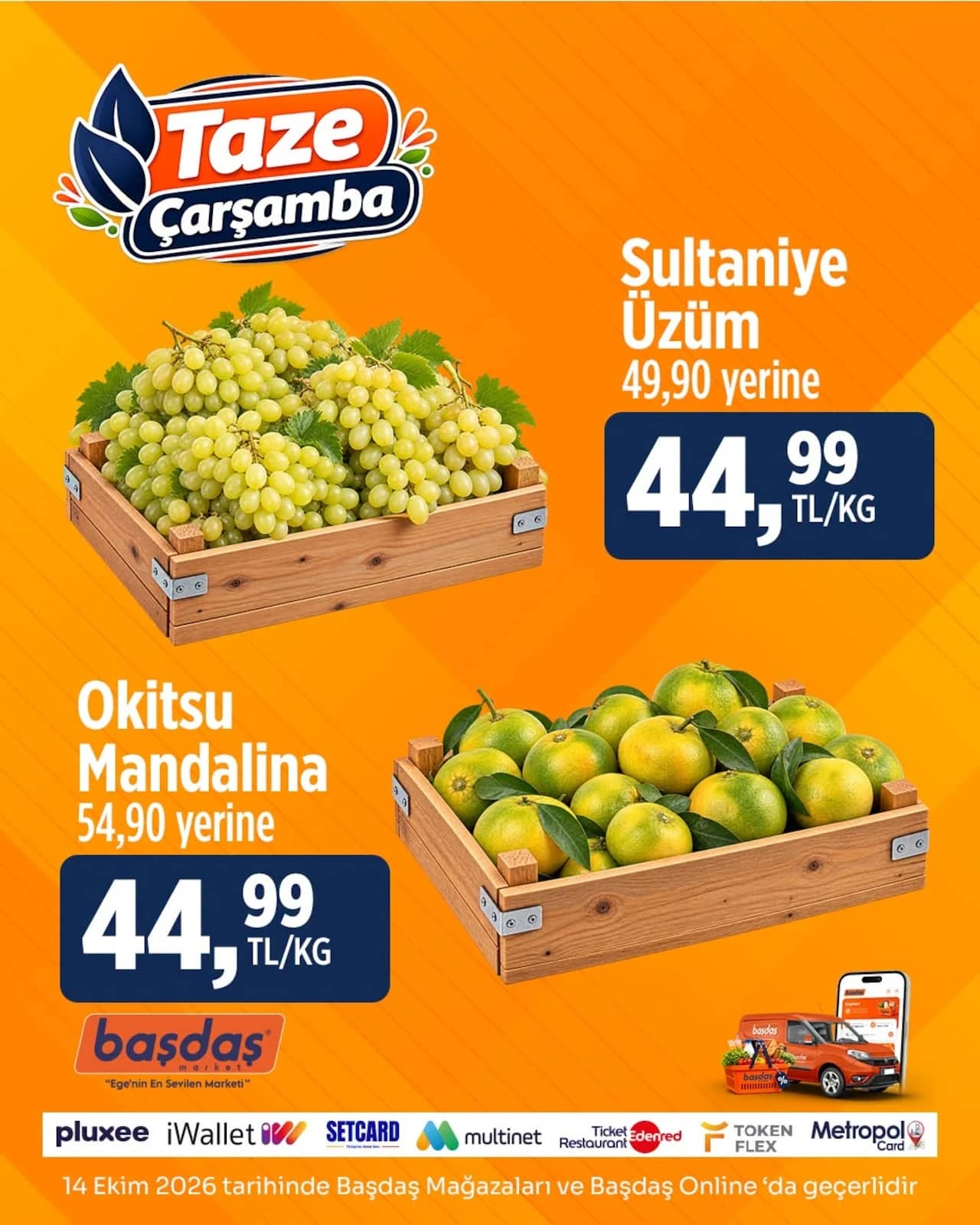 Başdaş Market - Manav İndirim Broşürü 14 - 14 Ekim 2026 - Sayfa 1