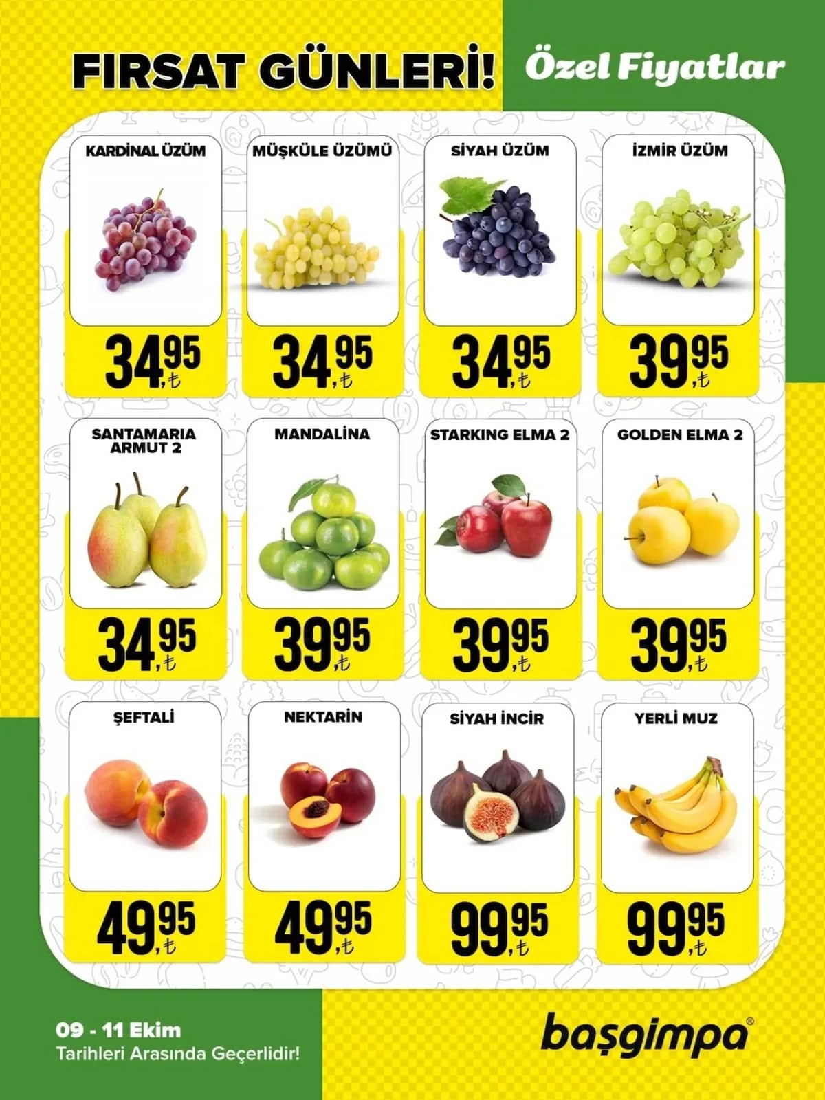 Başgimpa Market - Manav İndirim Broşürü 09 - 11 Ekim 2026