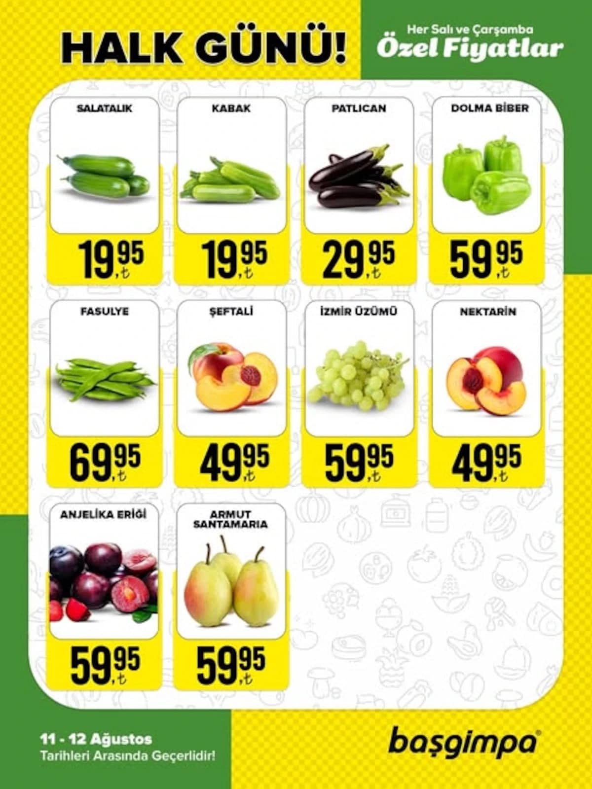 Başgimpa Market - Manav İndirim Broşürü 11 - 12 Ağustos 2026 - Sayfa 1