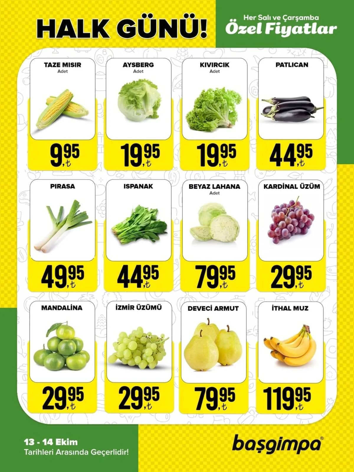 Başgimpa Market - Halk Günü İndirimleri 13 - 14 Ekim 2026