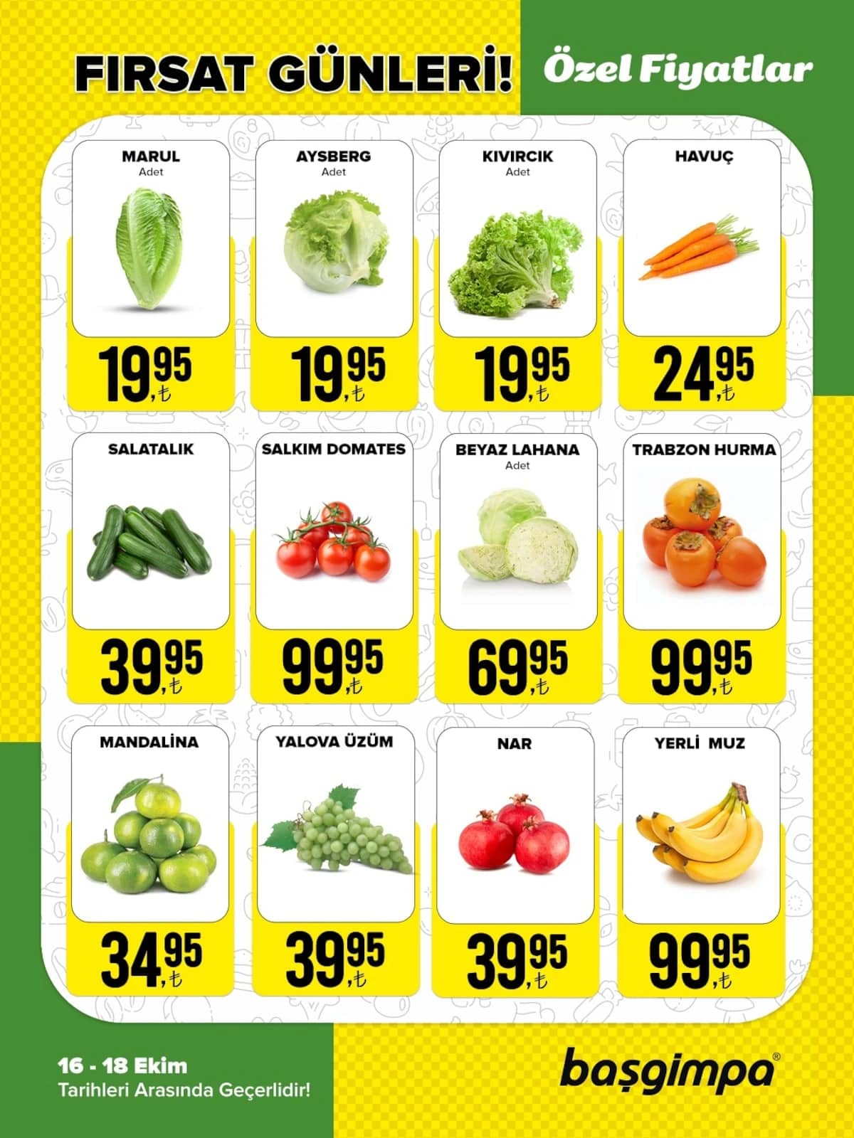 Başgimpa Market - Manav İndirim Broşürü 16 - 18 Ekim 2026 - Sayfa 1