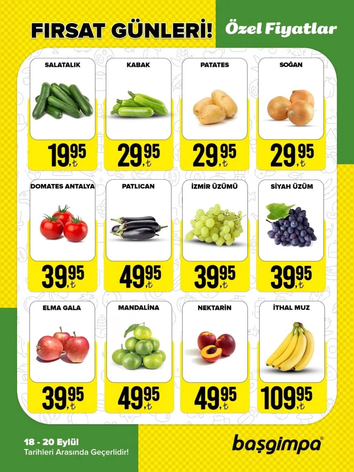 Başgimpa Market - Manav İndirim Broşürü 18 - 20 Eylül 2026 - Sayfa 1