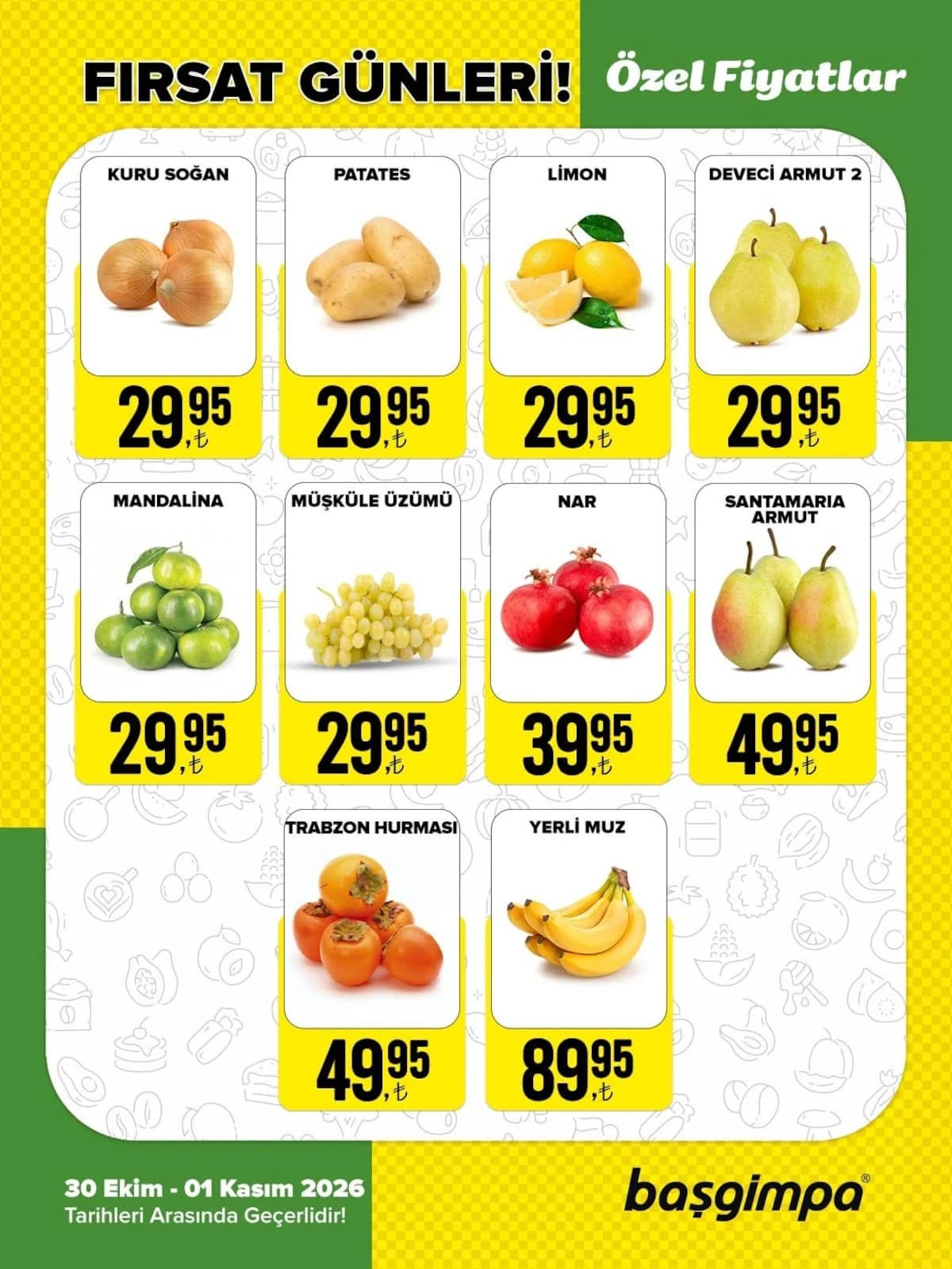 Başgimpa Market - Manav İndirim Broşürü 30 Ekim - 01 Kasım 2026 - Sayfa 1