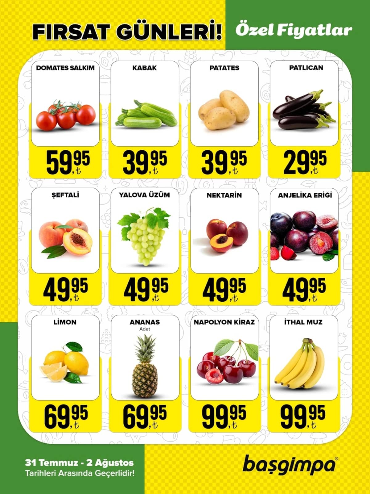 Başgimpa Market - Manav İndirim Broşürü 31 Temmuz - 02 Ağustos 2026 - Sayfa 1