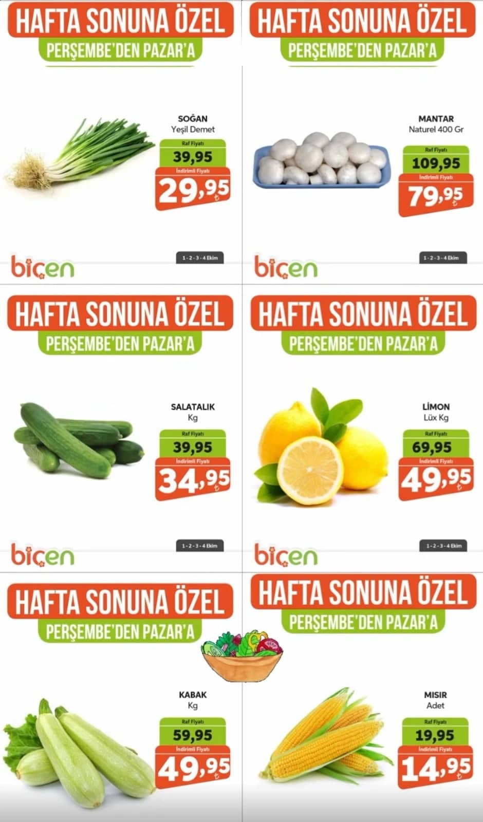Biçen Market - Hafta Sonu İndirim Broşürü 01 - 04 Ekim 2026 - Sayfa 1