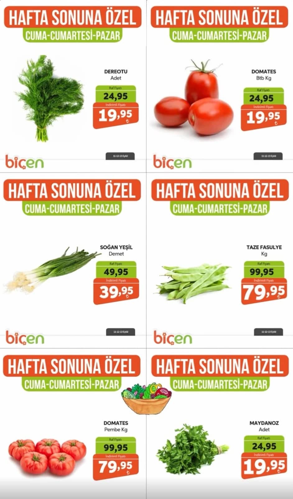 Biçen Market - Hafta Sonu İndirim Broşürü 11 - 13 Eylül 2026
