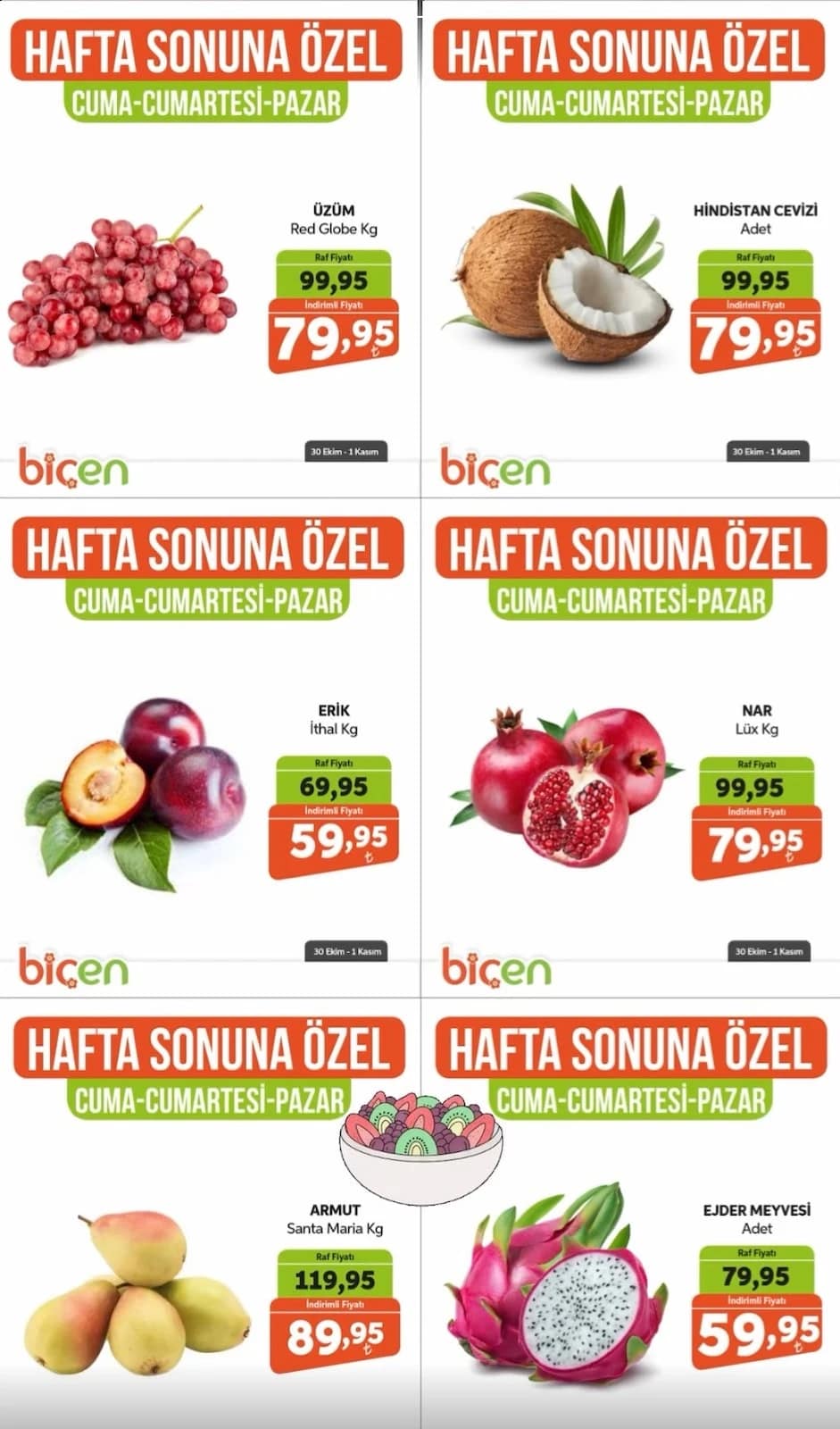 Biçen Market - Hafta Sonu İndirim Broşürü 30 Ekim - 01 Kasım 2026 - Sayfa 1