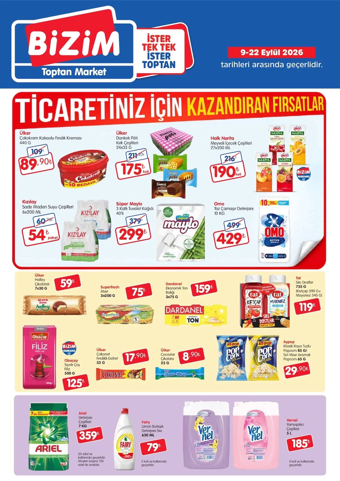 Bizim Toptan - İndirimli Ürünler 09 - 22 Eylül 2026 - Sayfa 1
