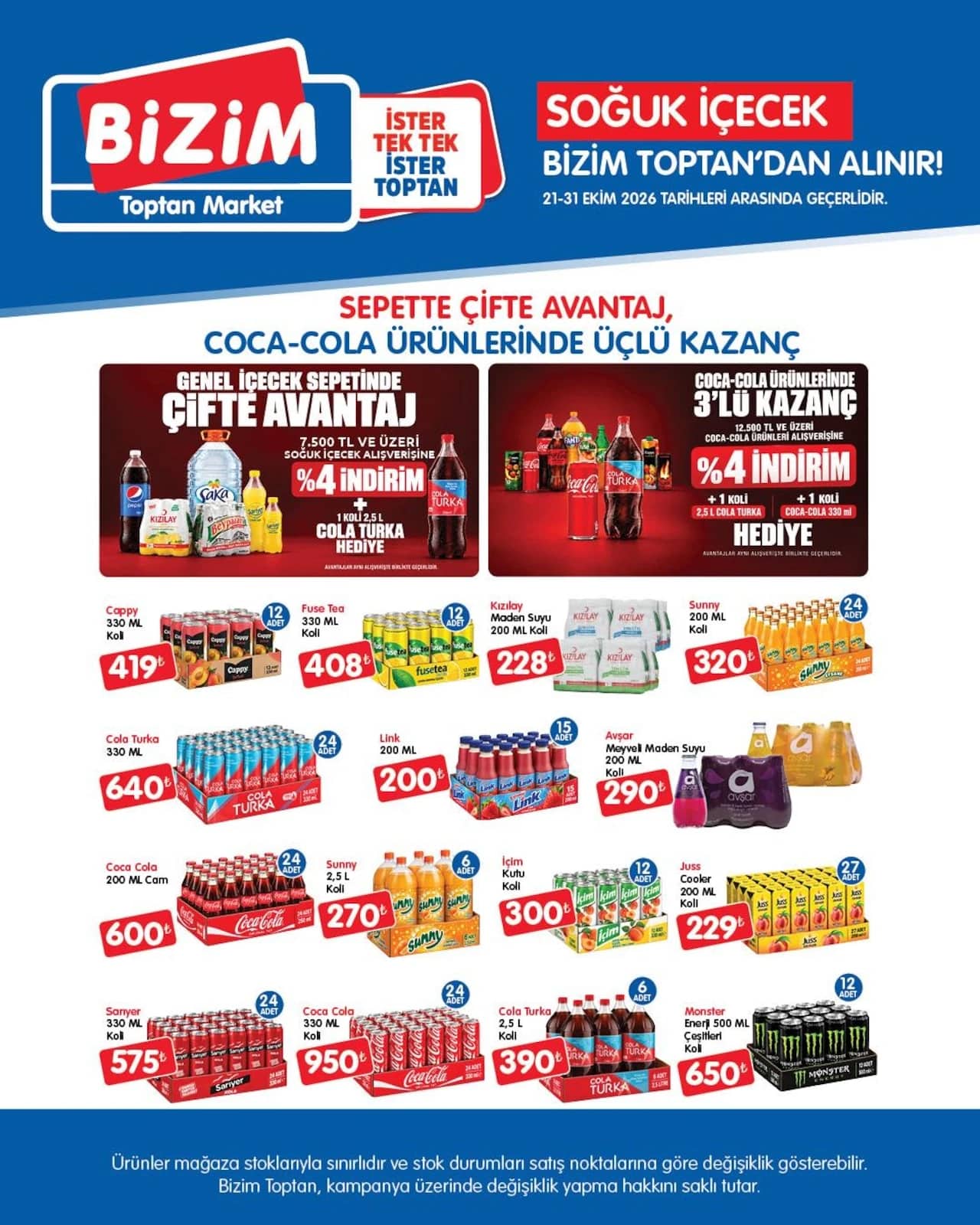 Bizim Toptan - İndirimli Ürünler 21 - 31 Ekim 2026 - Sayfa 1