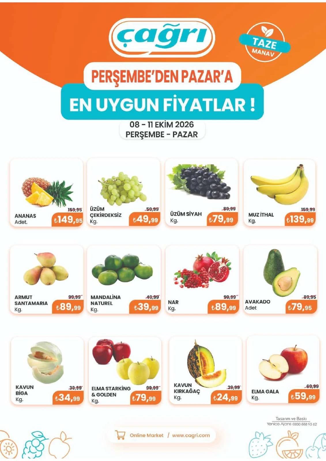 Çağrı Market - Manav İndirim Broşürü 08 - 11 Ekim 2026 - Sayfa 1