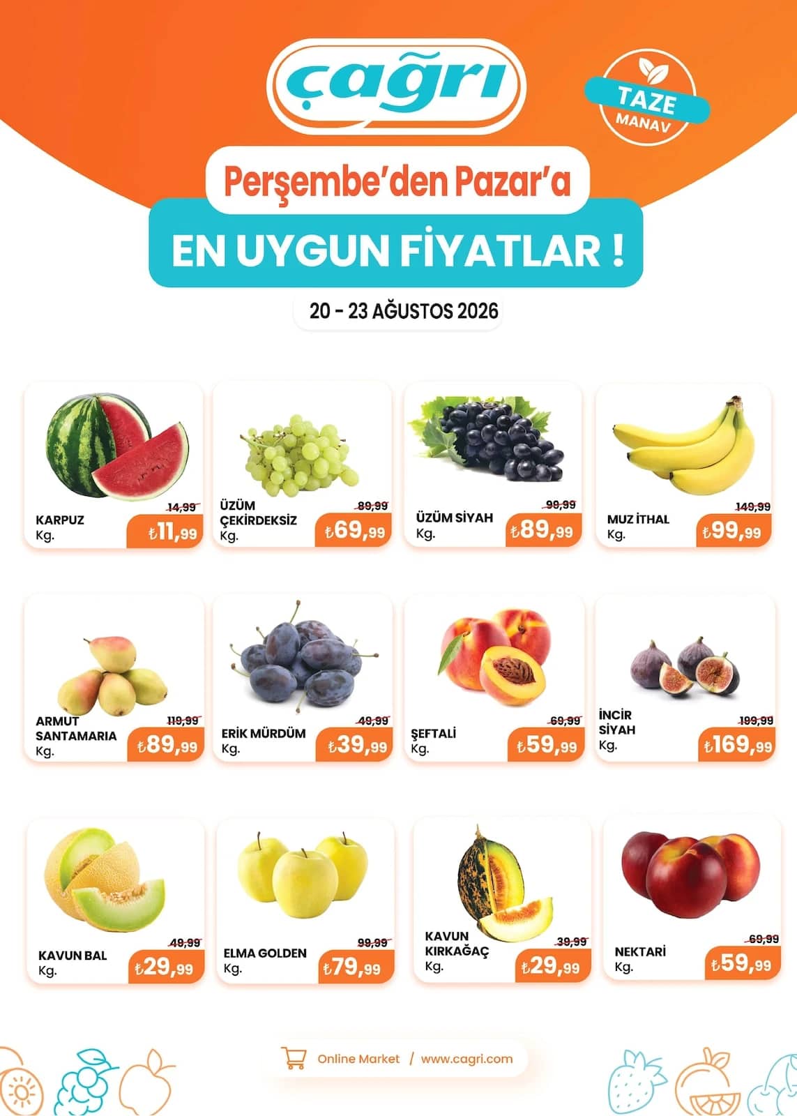 Çağrı Market - Manav İndirim Broşürü 20 - 23 Ağustos 2026 - Sayfa 1