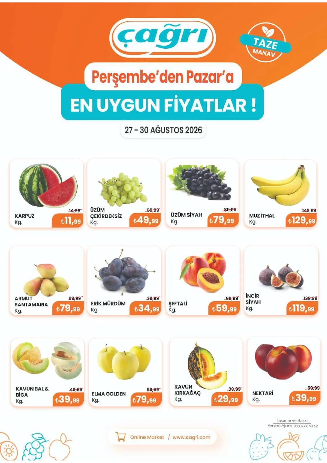 Çağrı Market - Manav İndirim Broşürü 27 - 30 Ağustos 2026