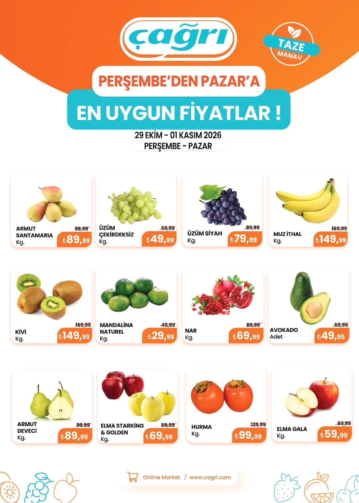 Çağrı Market - Manav İndirim Broşürü 29 Ekim - 01 Kasım 2026 - Sayfa 1