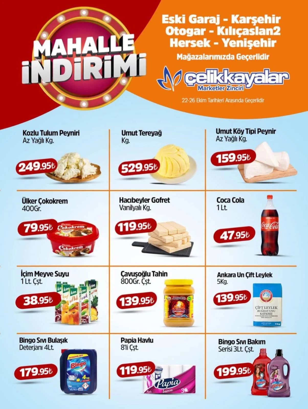 Çelikkayalar - İndirimli Ürünler 22 - 26 Ekim 2026