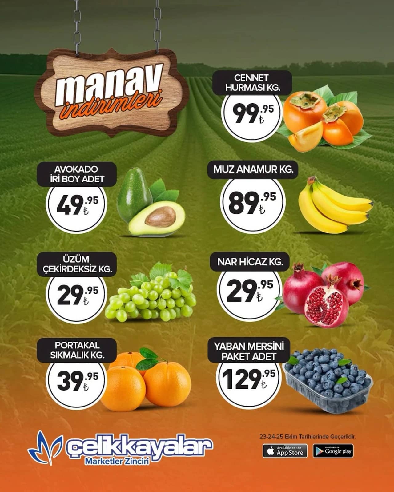 Çelikkayalar - Manav İndirim Broşürü 23 - 25 Ekim 2026 - Sayfa 1