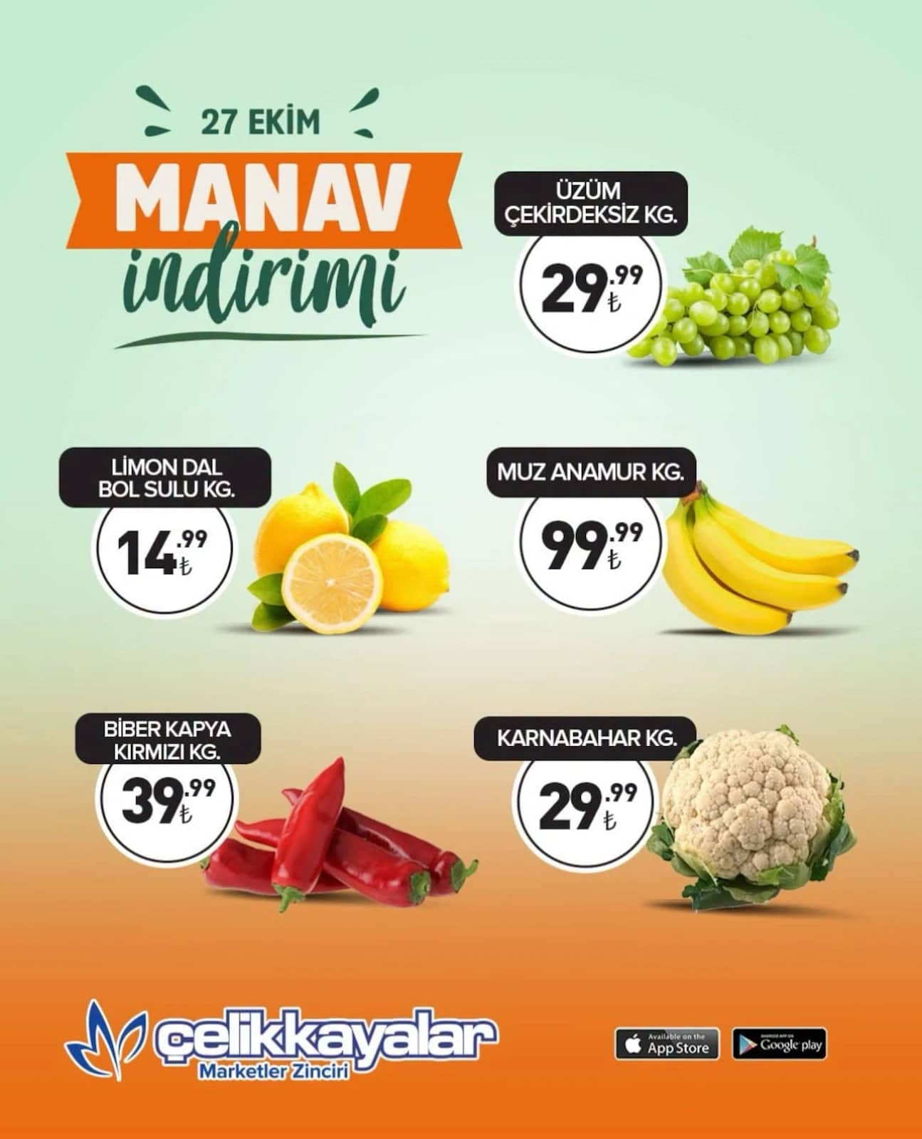 Çelikkayalar - Manav İndirim Broşürü 27 - 27 Ekim 2026 - Sayfa 1