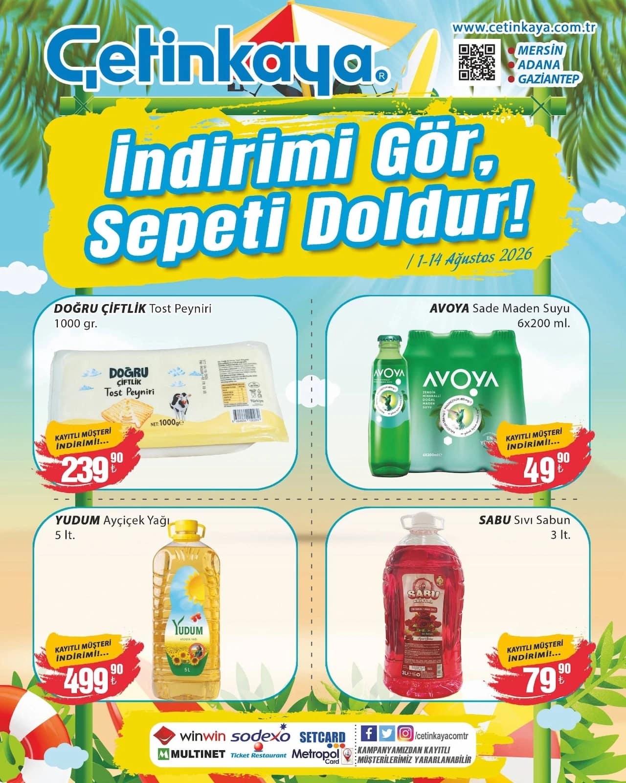 Çetinkaya Market - Mersin-Adana-Gaziantep İndirim Broşürü 01 - 14 Ağustos 2026 - Sayfa 1