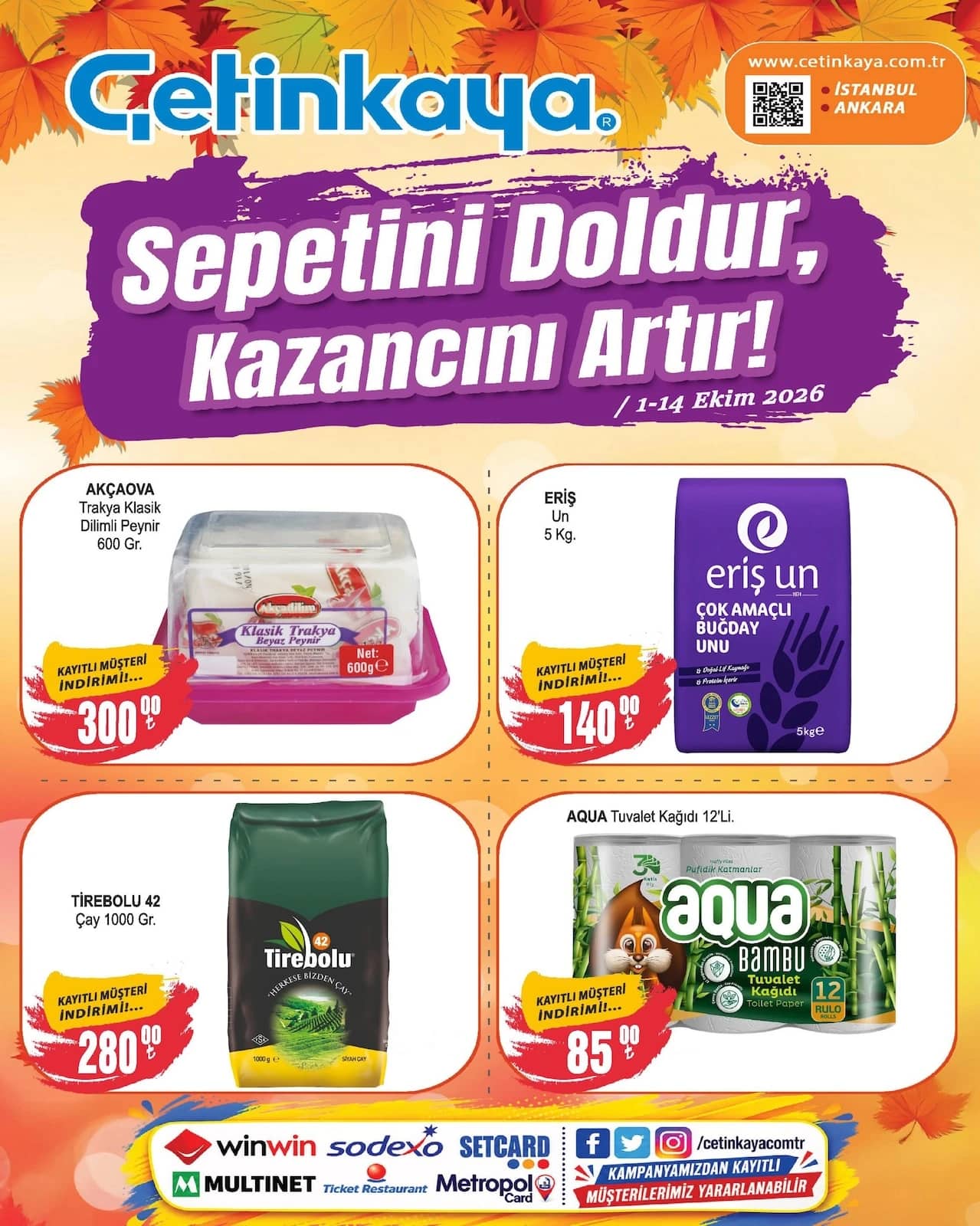 Çetinkaya Market - İstanbul-Ankara İndirim Broşürü 01 - 14 Ekim 2026