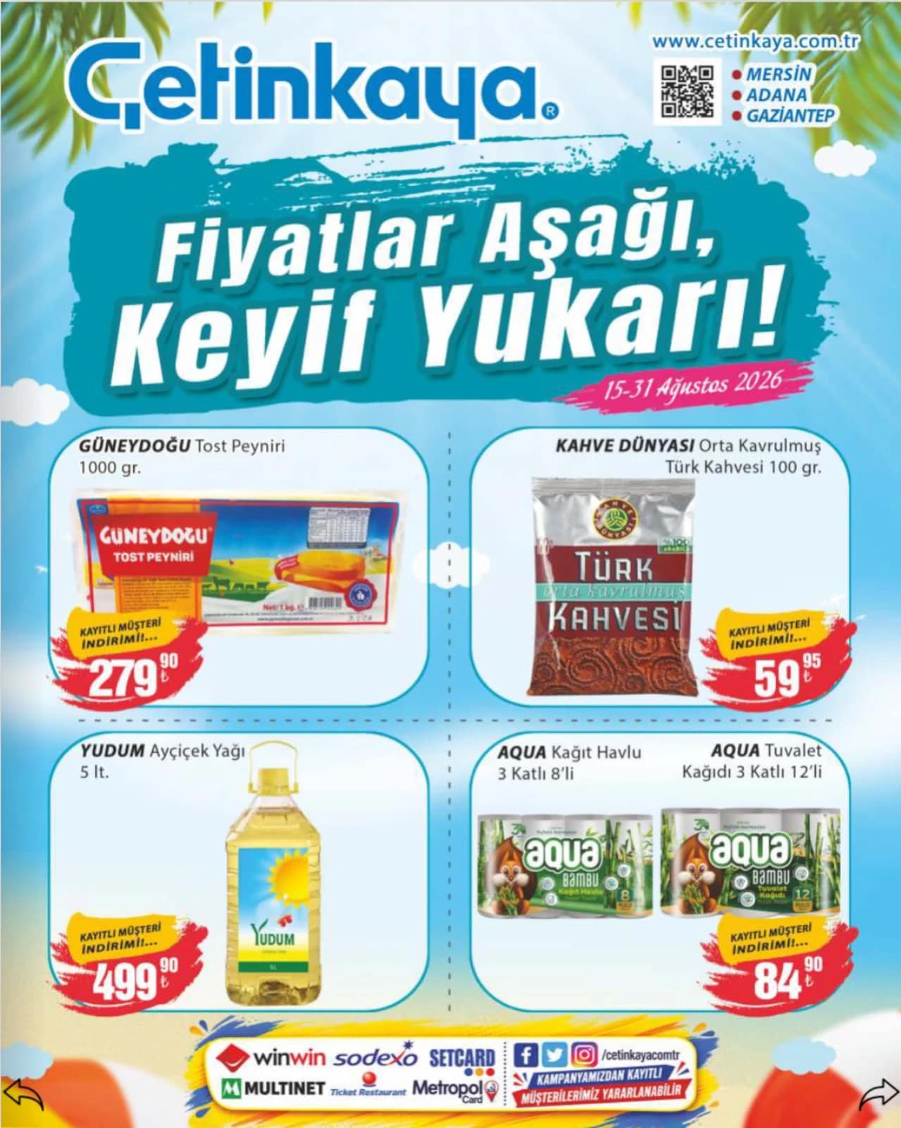 Çetinkaya Market - Mersin-Adana-Gaziantep İndirim Broşürü 15 - 31 Ağustos 2026 - Sayfa 1
