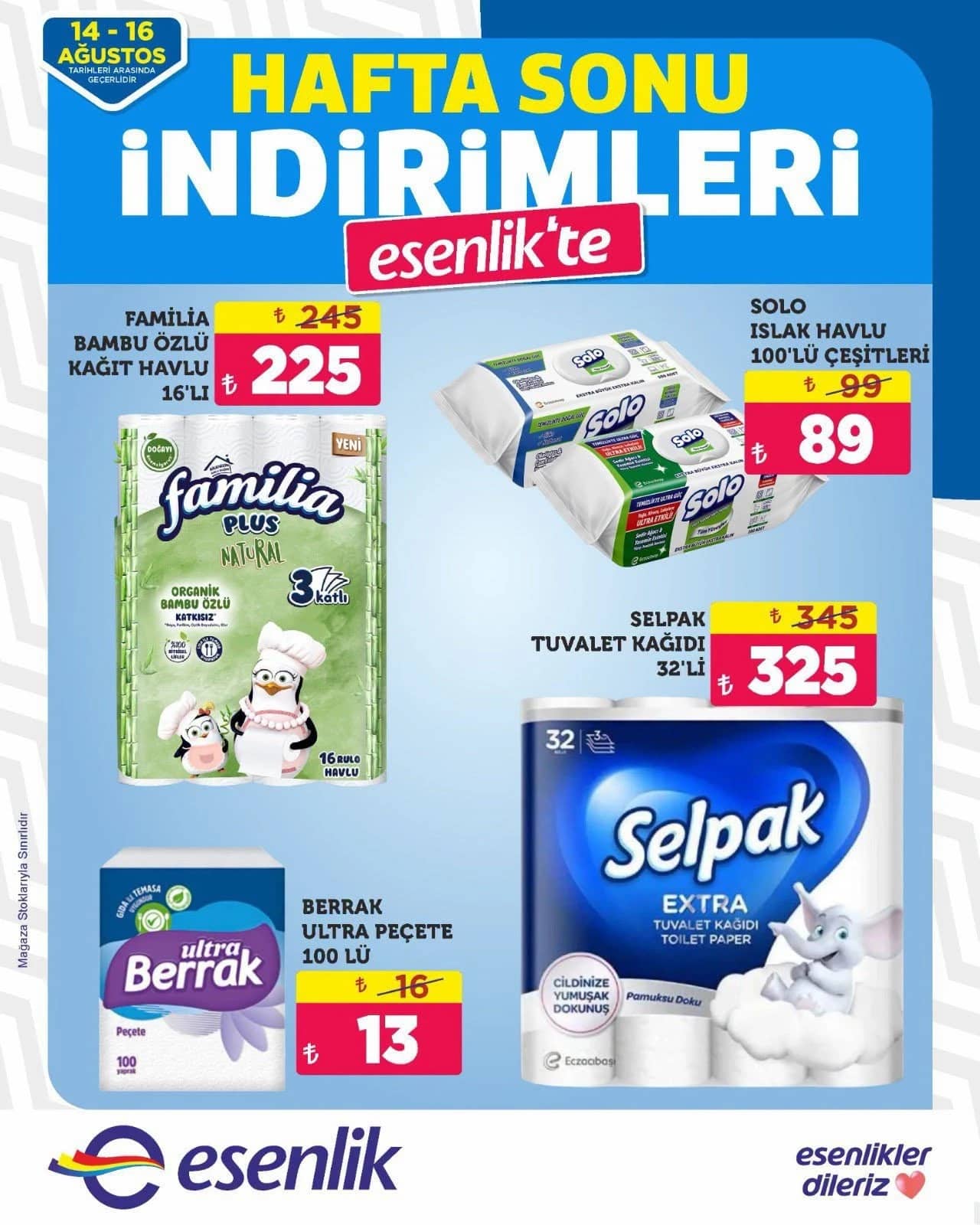 Esenlik Market - Hafta Sonu İndirim Broşürü 14 - 16 Ağustos 2026 - Sayfa 1
