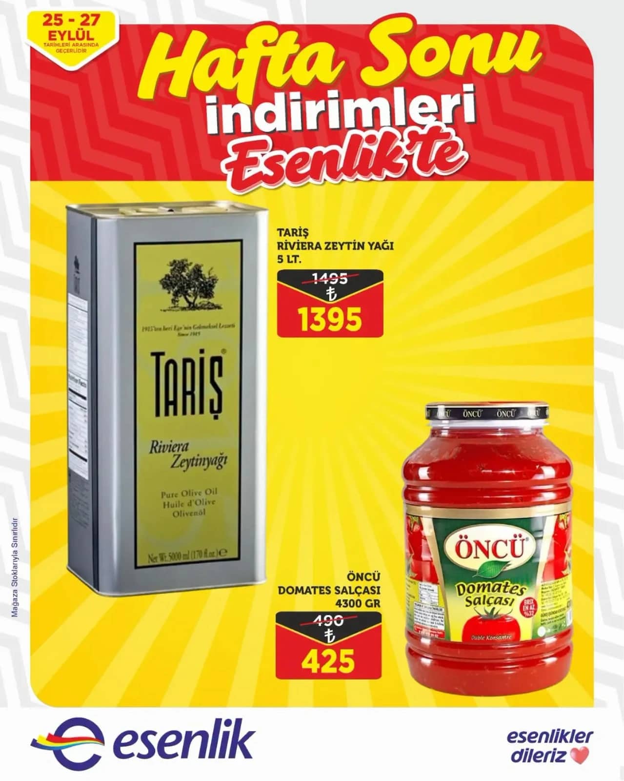 Esenlik Market - Hafta Sonu İndirim Broşürü 25 - 27 Eylül 2026 - Sayfa 1