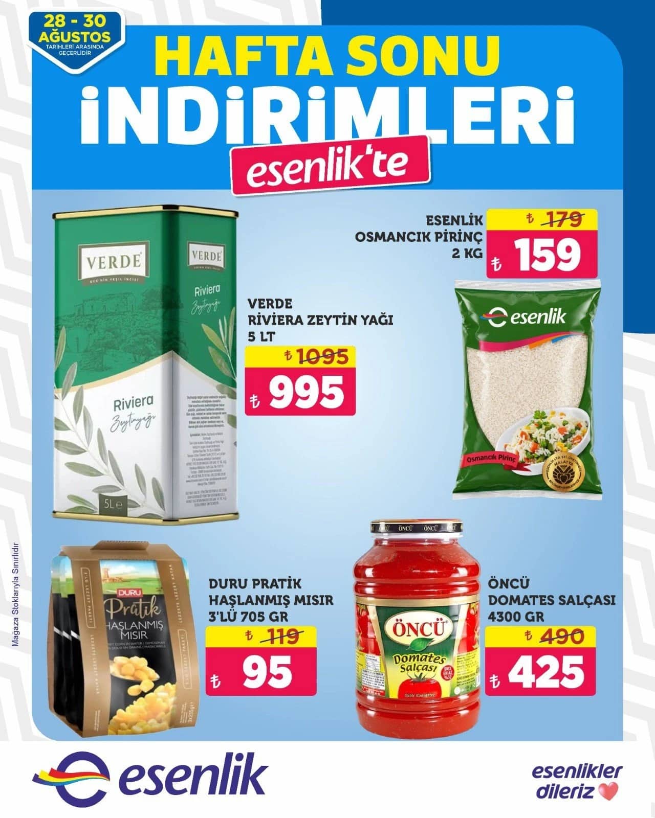 Esenlik Market - Hafta Sonu İndirim Broşürü 28 - 30 Ağustos 2026
