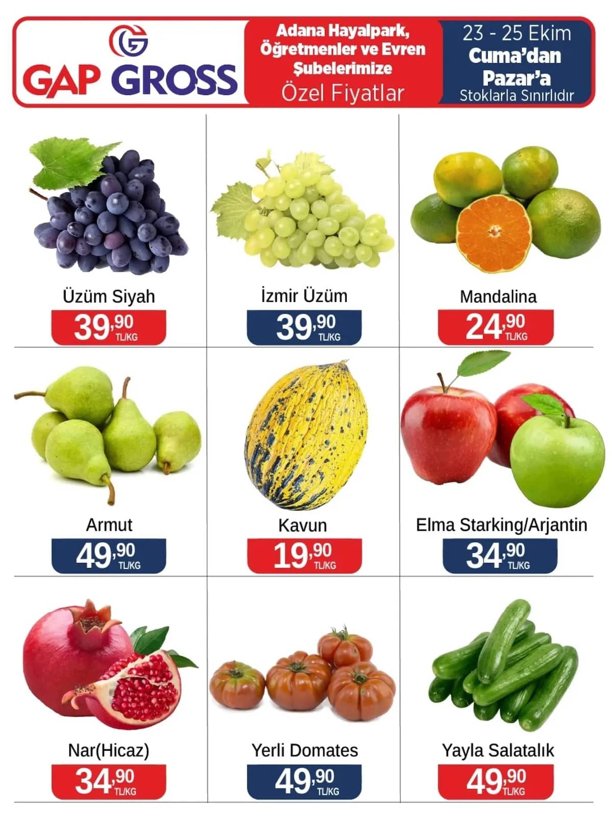 Gap Gross - Manav İndirim Broşürü 23 - 25 Ekim 2026 - Sayfa 1