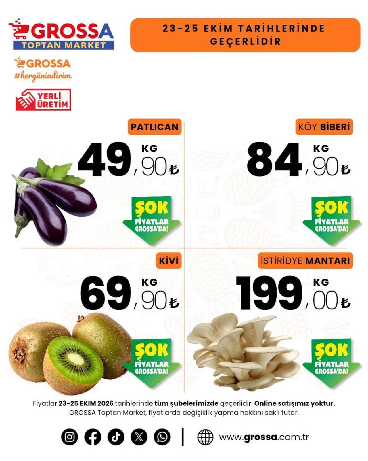 Grossa Toptan Market - Manav İndirim Broşürü 23 - 25 Ekim 2026 - Sayfa 1